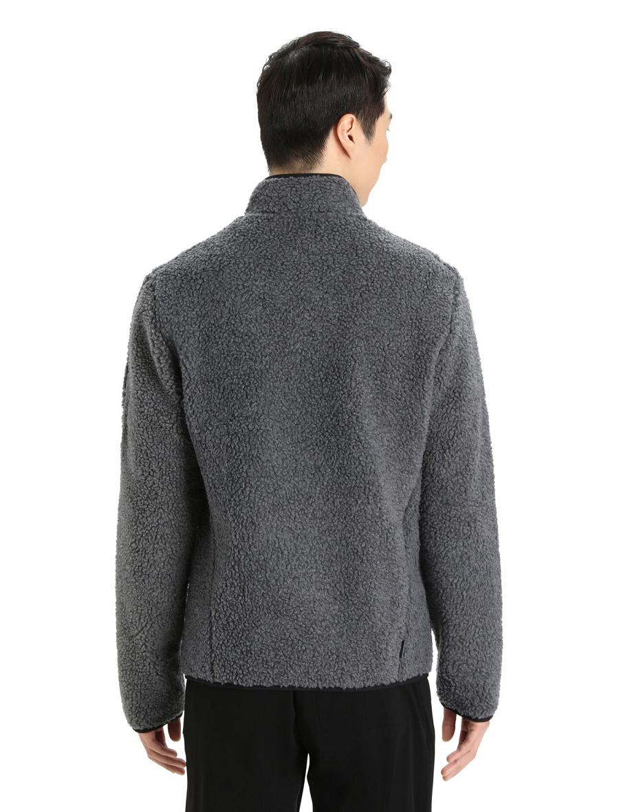 Sweat À Capuche Icebreaker RealFleece™ Merino High Pile Long Sleeve Zip Homme Grise Noir | FR 1247JPQJ